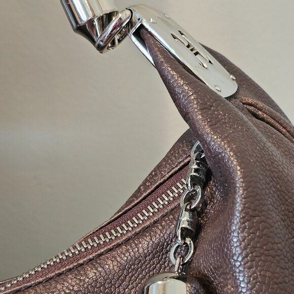 Cole Haan Crescent Hobo Chocolate Brown Pebbled Leather Silver hardware Tassel - Picture 5 of 11